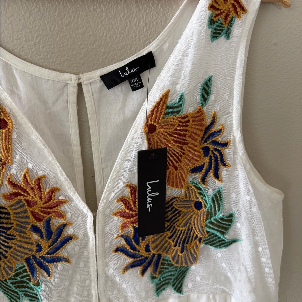 NWT Lulus Tickets To Paradise White Embroidered Tiered Flowy Maxi Dress Size XXL - Picture 5 of 13